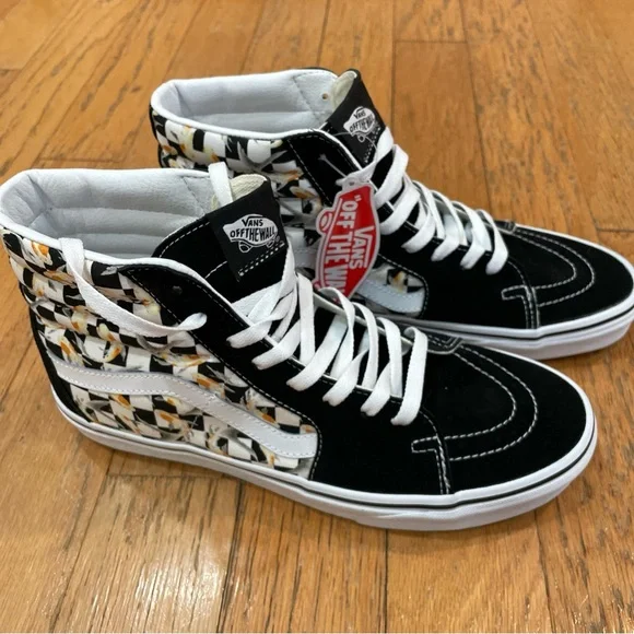 VANS Sk8-Hi Checkerboard Suede Shoes Skate Black Sneakers Men's Size 10 - Picture 1 of 8